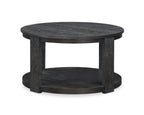 Declan 31.5" Modern Round Coffee Table with Shelf & Casters - Black | Table à café ronde Declan moderne de 31,5 po avec tablette - noire