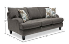 Made in Canada Nofia 80" Chenille Fabric Sofa with Two Accent Pillows and Wood Legs - Charcoal Grey | Sofa Nofia de 80 po fabriqué au Canada en tissu de chenille avec 2 coussins décoratifs et pattes en bois - gris anthracite