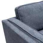 Kort & Co. Kassia 80" Linen-Look Fabric Condo Size Sofa with Wood Base and Legs - Blue | Sofa Kassia de Kort & Co. de 80 po de format condo en tissu d’apparence lin avec base et pattes en bois - bleu