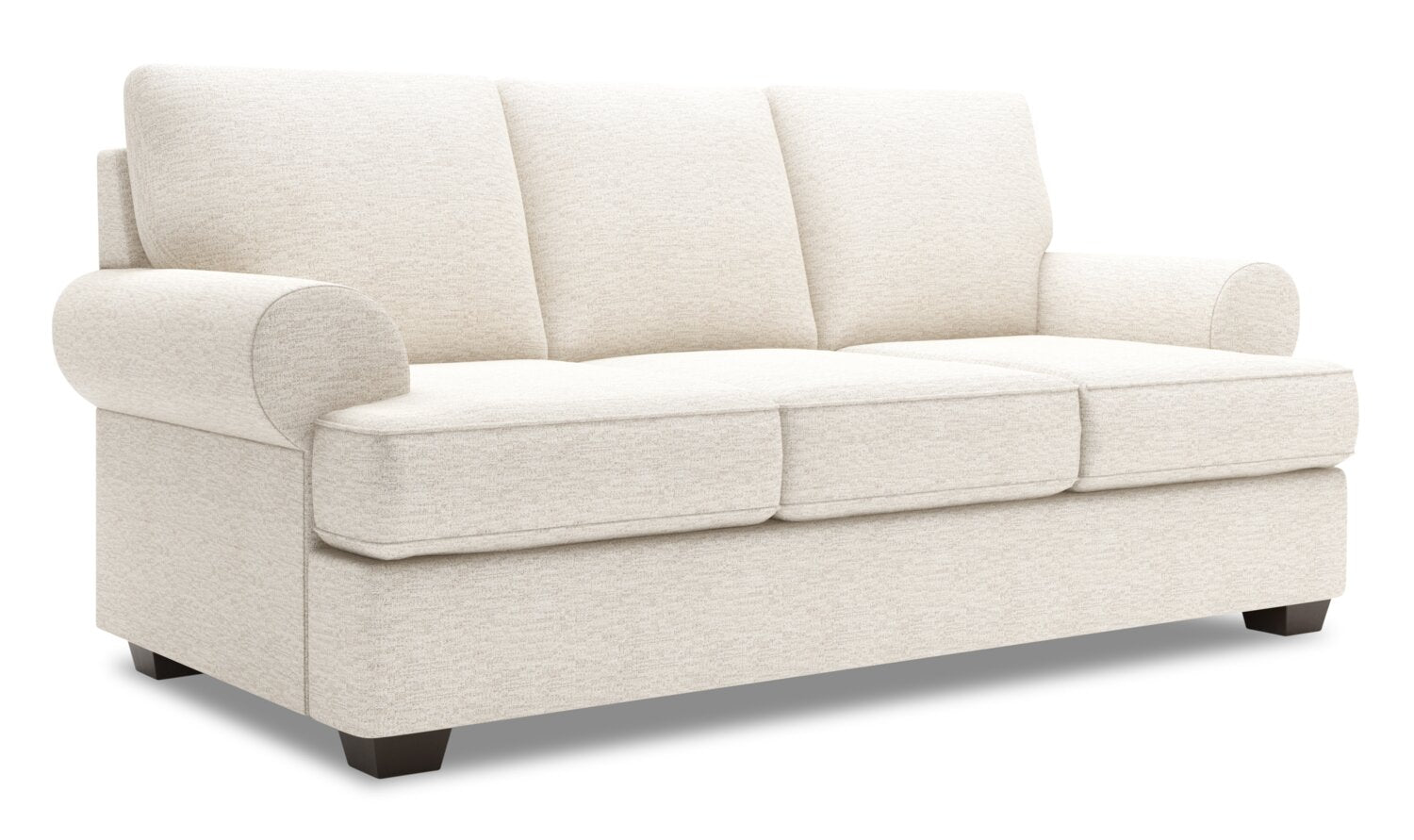 Made in Canada Customizable Sofa Lab Roll 86" Chenille Fabric Sofa with Rolled Arms - Luxury Sand Beige | Sofa Roll de Sofa Lab de 86 po fabriqué au Canada en tissu de chenille avec accoudoirs enroulés - beige Luxury Sand | RO103093
