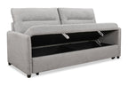 Shadow 82.5" Linen-Look Fabric Sleeper Sofa with Storage and Two Armrest Pillows - Grey | Sofa-lit Shadow de 82,5 po en tissu d’apparence lin avec rangement et deux accoudoirs coussinés - gris