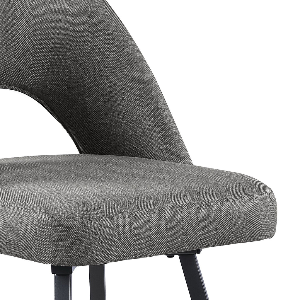 Elijah Dining Chair with Linen-Look Fabric, Metal - Grey | Chaise de salle à manger Elijah en tissu d’apparence lin et en métal - grise