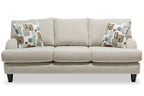 Made in Canada Nofia 80" Chenille Fabric Sofa with Two Accent Pillows and Wood Legs - Linen Beige | Sofa Nofia de 80 po fabriqué au Canada en tissu de chenille avec 2 coussins décoratifs et pattes en bois - beige lin