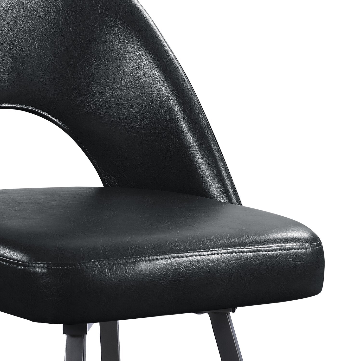 Elijah Dining Chair with Vegan Leather Fabric, Metal - Black | Chaise de salle à manger Elijah en tissu de cuir végétalien et en métal - noire