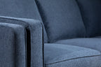 Kort & Co. Kassia 90.6" Linen-Look Fabric Sofa with Wood Base and Legs - Blue | Sofa Kassia de Kort & Co. de 90,6 po en tissu d’apparence lin avec base et pattes en bois - bleu