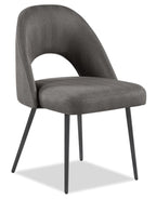 Elijah Dining Chair with Linen-Look Fabric, Metal - Grey | Chaise de salle à manger Elijah en tissu d’apparence lin et en métal - grise
