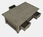 Colson 50" Rustic Coffee Table with Storage, Shelf and Casters - Driftwood |Table à café rustique Colson de 50 po avec rangement, tablette et roulettes - bois de grève