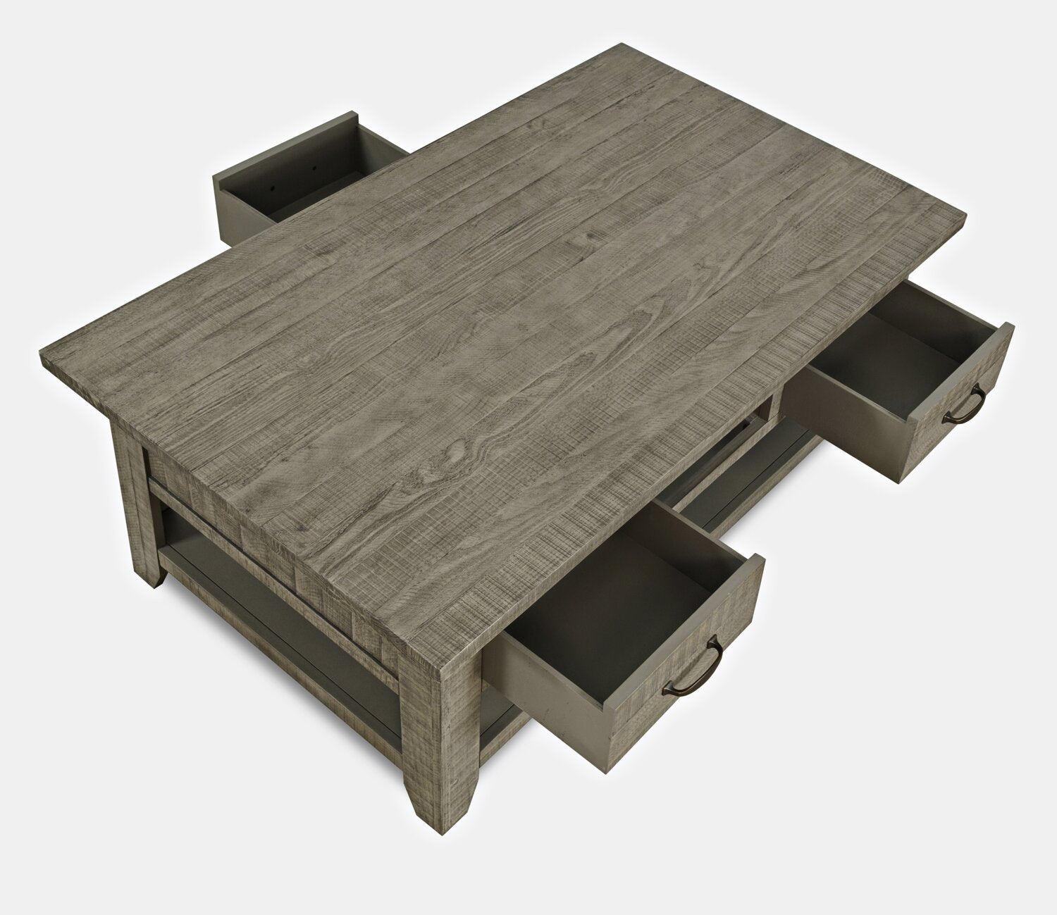 Colson 50" Rustic Coffee Table with Storage, Shelf and Casters - Driftwood |Table à café rustique Colson de 50 po avec rangement, tablette et roulettes - bois de grève