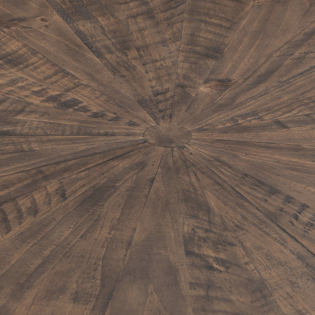 Kort & Co. Sol 38” Rustic Round Solid Pine Wood Coffee Table - Brown | Table à café ronde rustique Sol de Kort & Co. de 38 po en pin massif - brune