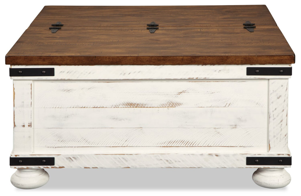 Benjy 36" Rustic Coffee Table Trunk with Storage - Two Tone Wood|Table à café coffre rustique Benjy de 36 po avec rangement - bois deux teintes