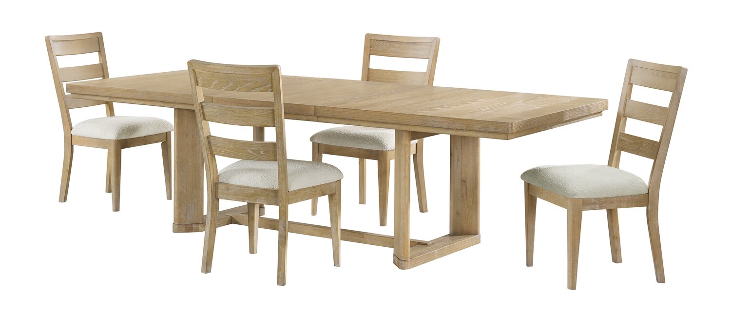 Aspen Dining Table with 80-104" Extension, Trestle Base - Natural | Table de salle à manger Aspen de 80 po à 104 po à rallonge et base à tréteaux - naturelle