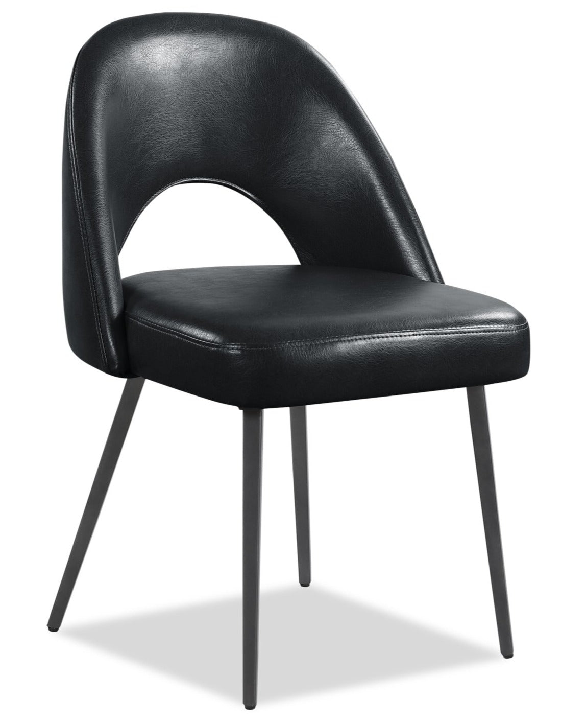 Elijah Dining Chair with Vegan Leather Fabric, Metal - Black | Chaise de salle à manger Elijah en tissu de cuir végétalien et en métal - noire