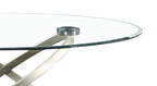 Vikki 48" Modern Oval Glass Top Coffee Table - Glass with Metal Base|Table à café ovale moderne Vikki de 48 po avec dessus en verre - verre avec base en métal