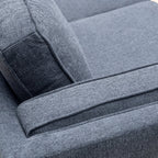 Kort & Co. Kassia 80" Linen-Look Fabric Condo Size Sofa with Wood Base and Legs - Blue | Sofa Kassia de Kort & Co. de 80 po de format condo en tissu d’apparence lin avec base et pattes en bois - bleu