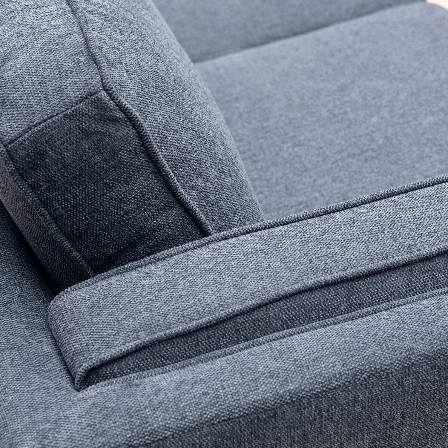 Kort & Co. Kassia 80" Linen-Look Fabric Condo Size Sofa with Wood Base and Legs - Blue | Sofa Kassia de Kort & Co. de 80 po de format condo en tissu d’apparence lin avec base et pattes en bois - bleu