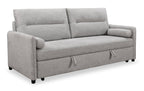 Shadow 82.5" Linen-Look Fabric Sleeper Sofa with Storage and Two Armrest Pillows - Grey | Sofa-lit Shadow de 82,5 po en tissu d’apparence lin avec rangement et deux accoudoirs coussinés - gris