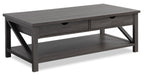 Jake 47.25" Rustic 2-Pack Coffee + End Table with Storage and Shelf - Distressed Grey |2 tables à café rustiques Jake de 47,25 po avec rangement et tablette - gris vieilli
