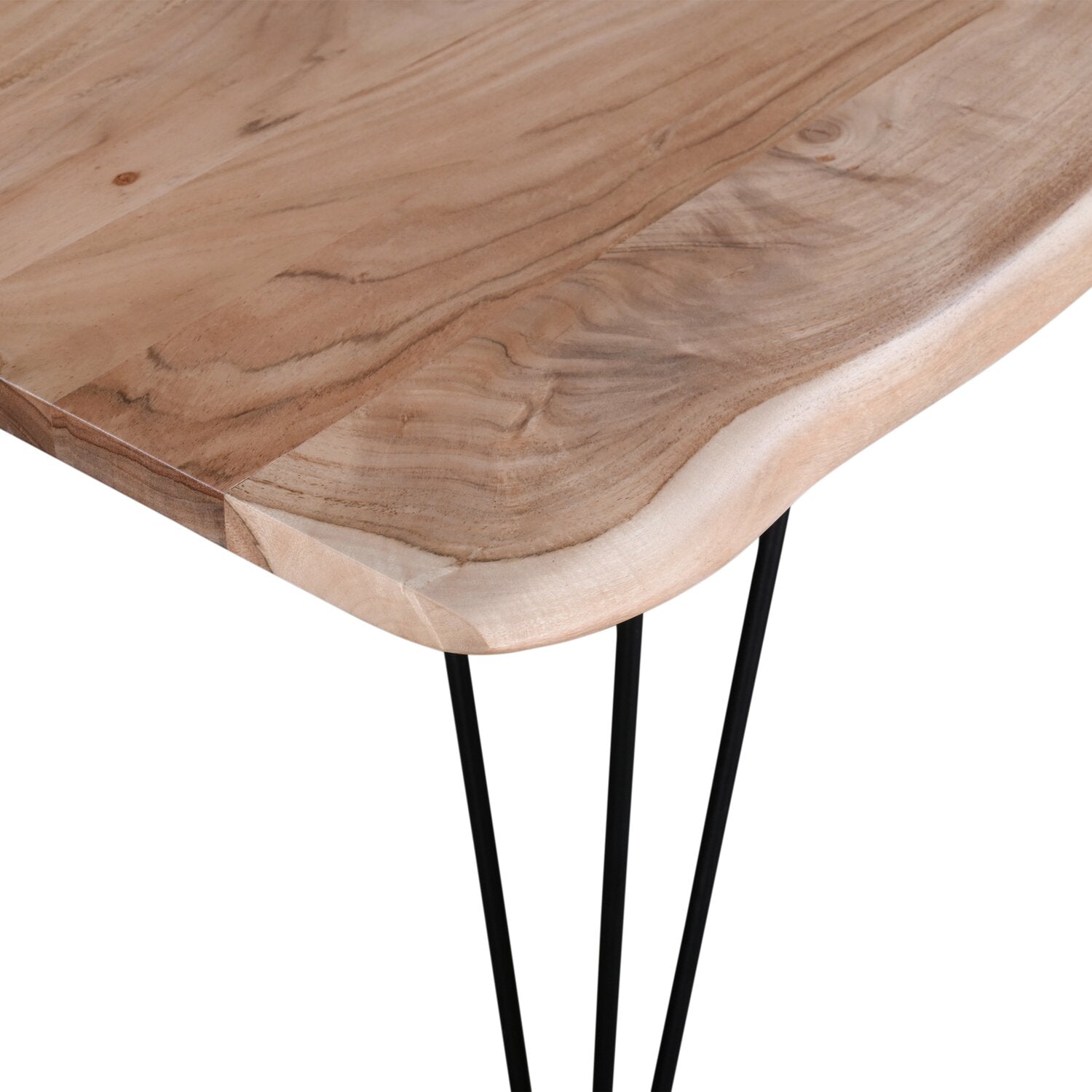 Miya Dining Table with Live Edge, Acacia Wood, Metal, 60"W - Natural | Table de salle à manger Miya de 60 po (L) en acacia et métal avec bordures Live Edge - naturelle