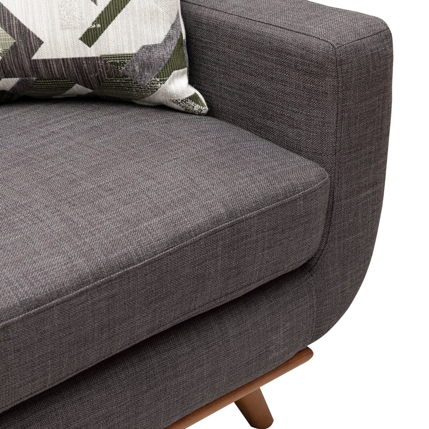 Kort & Co. Freeman 80” Linen-Look Fabric Condo Size Sofa with Wood Legs - Charcoal Grey | Sofa Freeman de Kort & Co. de 80 po de format condo en tissu d’apparence lin avec base et pattes en bois - gris anthracite