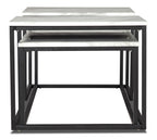 Donnesta 46" Modern 3-Pack Coffee + 2 End Tables - Marble Look with Black Metal Frame|Ensemble 3 tables modernes Donnesta de 46 po (table à café et 2 tables de bout) - imitation de marbre avec armature en métal noir