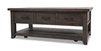 Morgan 48" Rustic Coffee Table With Storage, Shelf and Casters - Dark Brown with Reclaimed Wood|Table à café rustique Morgan de 48 po avec rangement, tablette et roulettes - brun foncé avec bois recyclé