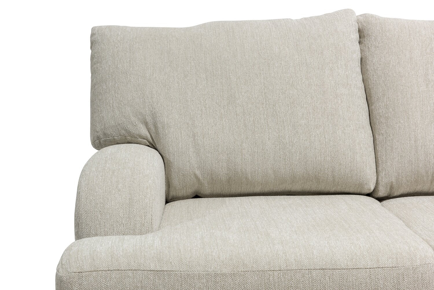 Made in Canada Nofia 80" Chenille Fabric Sofa with Two Accent Pillows and Wood Legs - Linen Beige | Sofa Nofia de 80 po fabriqué au Canada en tissu de chenille avec 2 coussins décoratifs et pattes en bois - beige lin
