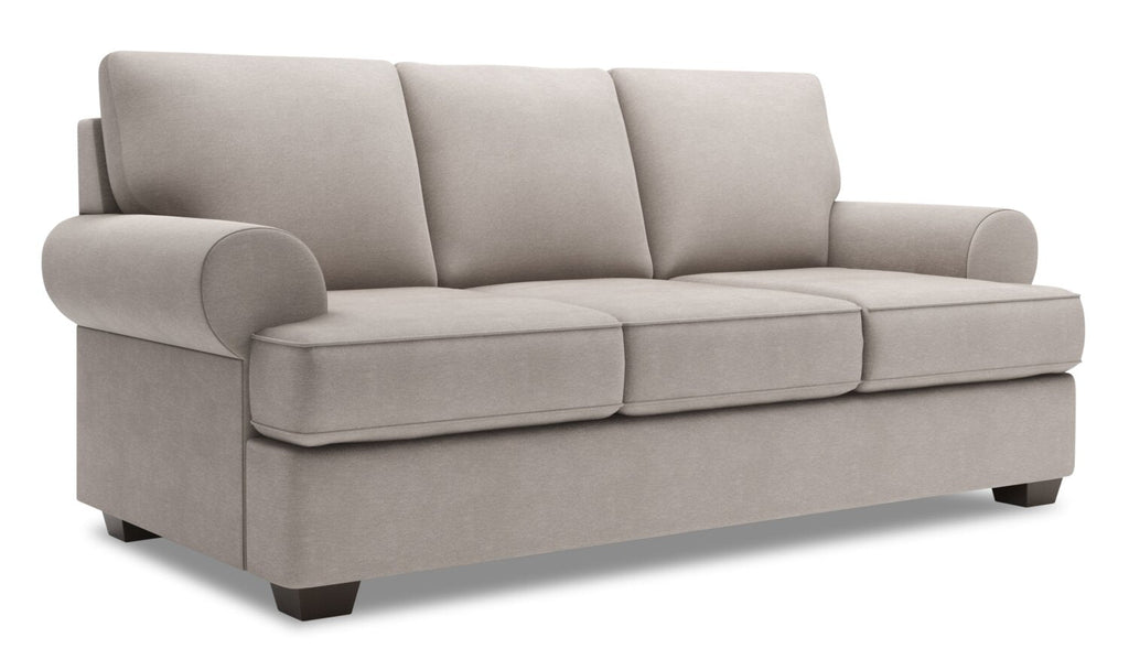 Made in Canada Customizable Sofa Lab Roll 86" Linen-Look Fabric Sofa with Rolled Arms - Pax Slate Grey | Sofa Roll de Sofa Lab de 86 po fabriqué au Canada en tissu d’apparence lin avec accoudoirs enroulés - gris Pax Slate | RO103049