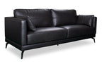 Melrose 84.5" Top-Grain Genuine Leather Sofa with Metal Legs - Black | Sofa Melrose de 84,5 po en cuir véritable de qualité supérieure avec pattes en métal - noir