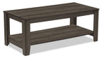 Lincoln 42" Traditional 3-Pack Coffee + 2 End Tables with Shelf - Black Brown |Ensemble 3 tables traditionnelles Lincoln de 42 po (table à café et 2 tables de bout) avec tablette - brun-noir