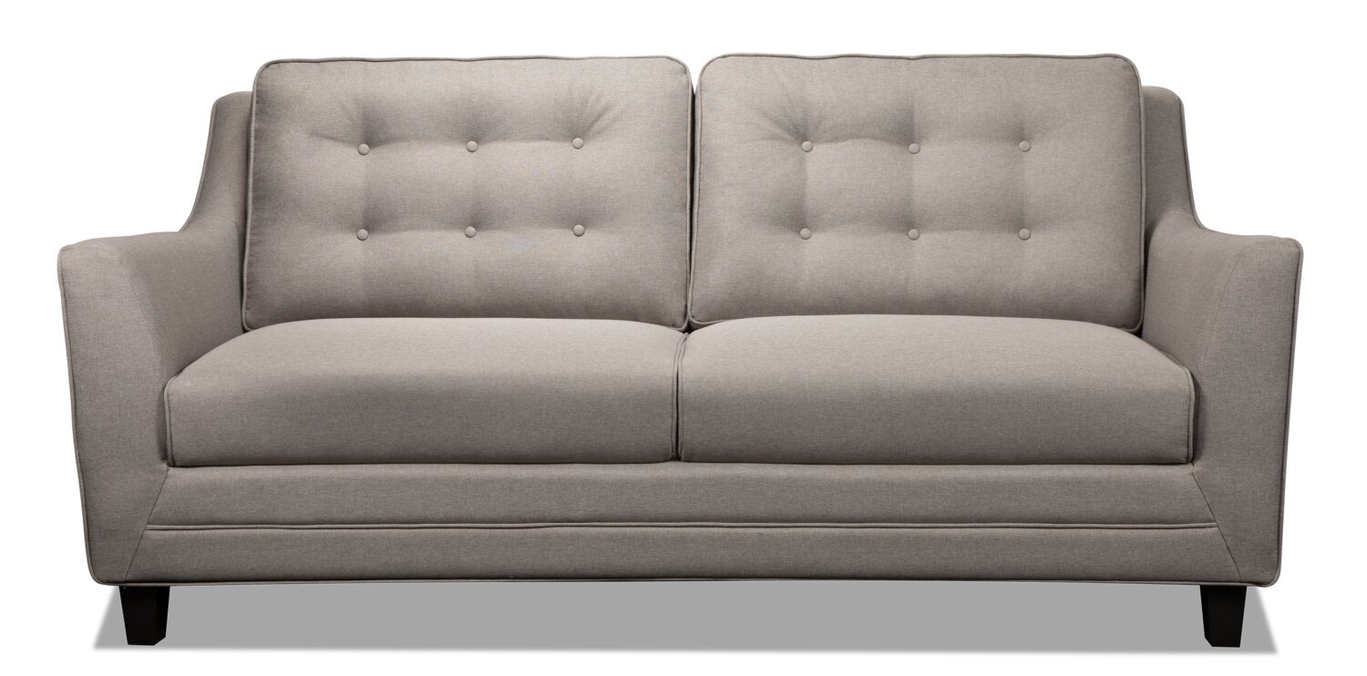 Novalee 75.5" Linen-Look Sofa with Flared Arms and Button Tufting - Taupe | Sofa Novalee de 75,5 po en tissu d’apparence lin avec accoudoirs évasés et capitonnage à boutons - taupe