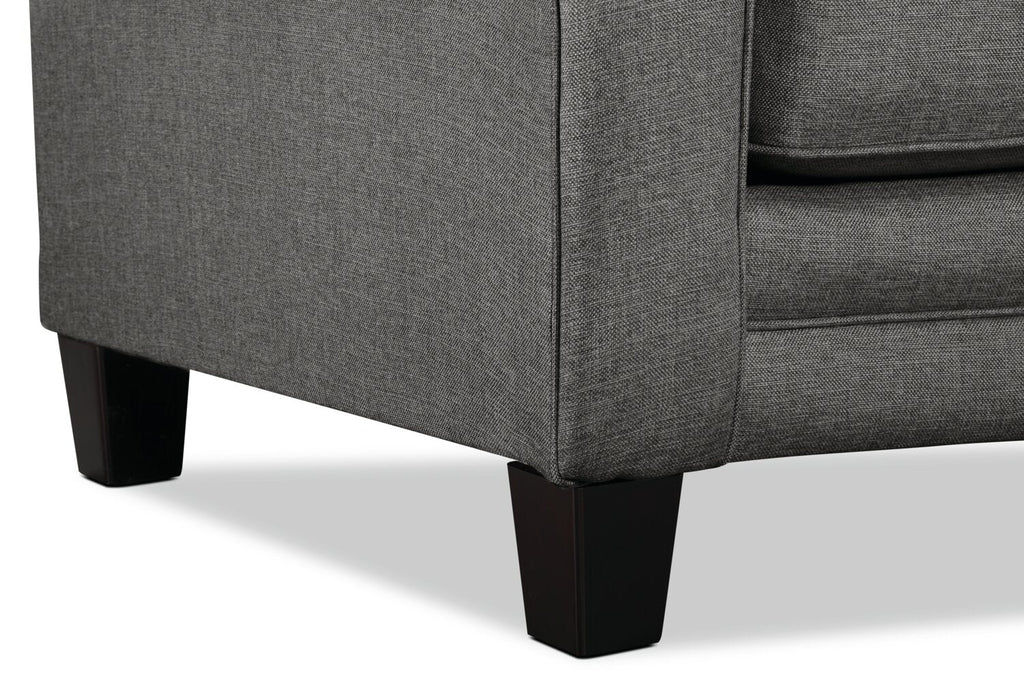 Made in Canada Tula 88" Fabric Sofa with Rolled Arms and Accent Pillows - Steel Grey | Sofa Tula de 88 po fabriqué au Canada en tissu avec accoudoirs enroulés et coussins décoratifs - gris acier