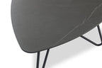 Hamilton 37.99" Modern Triangular Coffee Table - Grey Marble Look Top with Black Metal Legs|Table à café triangulaire moderne Hamilton de 37,99 po - dessus en imitation de marbre gris avec pattes en métal noir