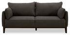 Cindy Crawford Home Gena 78.7" Linen-Look Fabric Condo Size Sofa with Removable Back Cushions - Charcoal Grey | Sofa Gena de Cindy Crawford Home de 78,7 po de format condo en tissu d’apparence lin avec coussins de dossier amovibles - gris anthracite