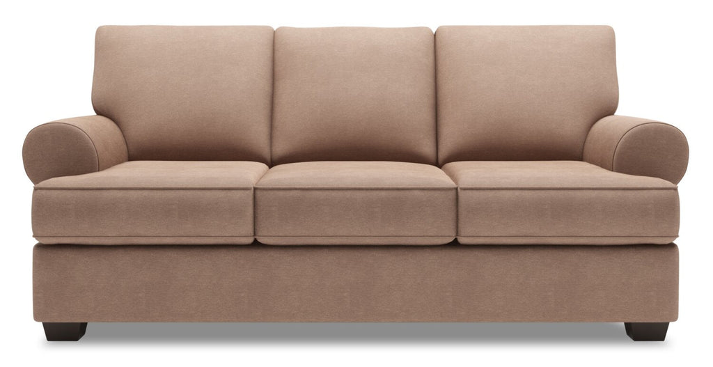 Made in Canada Customizable Sofa Lab Roll 86" Linen-Look Fabric Sofa with Rolled Arms - Pax Wicker Brown | Sofa Roll de Sofa Lab de 86 po fabriqué au Canada en tissu d’apparence lin avec accoudoirs enroulés - brun Pax Wicker | RO103349
