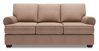 Made in Canada Customizable Sofa Lab Roll 86" Linen-Look Fabric Sofa with Rolled Arms - Pax Wicker Brown | Sofa Roll de Sofa Lab de 86 po fabriqué au Canada en tissu d’apparence lin avec accoudoirs enroulés - brun Pax Wicker | RO103349