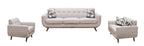 Kort & Co. Freeman 88" Linen-Look Fabric Sofa with Wood Base and Tufted Back Cushions - Dove White | Sofa Freeman Kort & Co. de 88 po en tissu d’apparence lin avec pattes en bois et coussins de dossier capitonnés - blanc colombe
