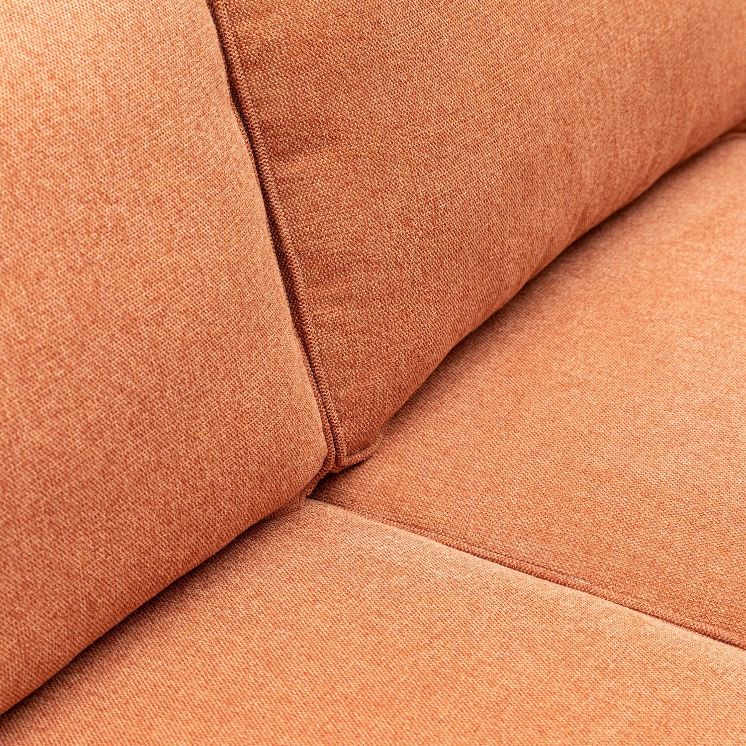 Kort & Co. Kassia 80" Linen-Look Fabric Condo Size Sofa with Wood Base and Legs - Orange | Sofa Kassia de Kort & Co. de 80 po de format condo en tissu d’apparence lin avec base et pattes en bois - orange