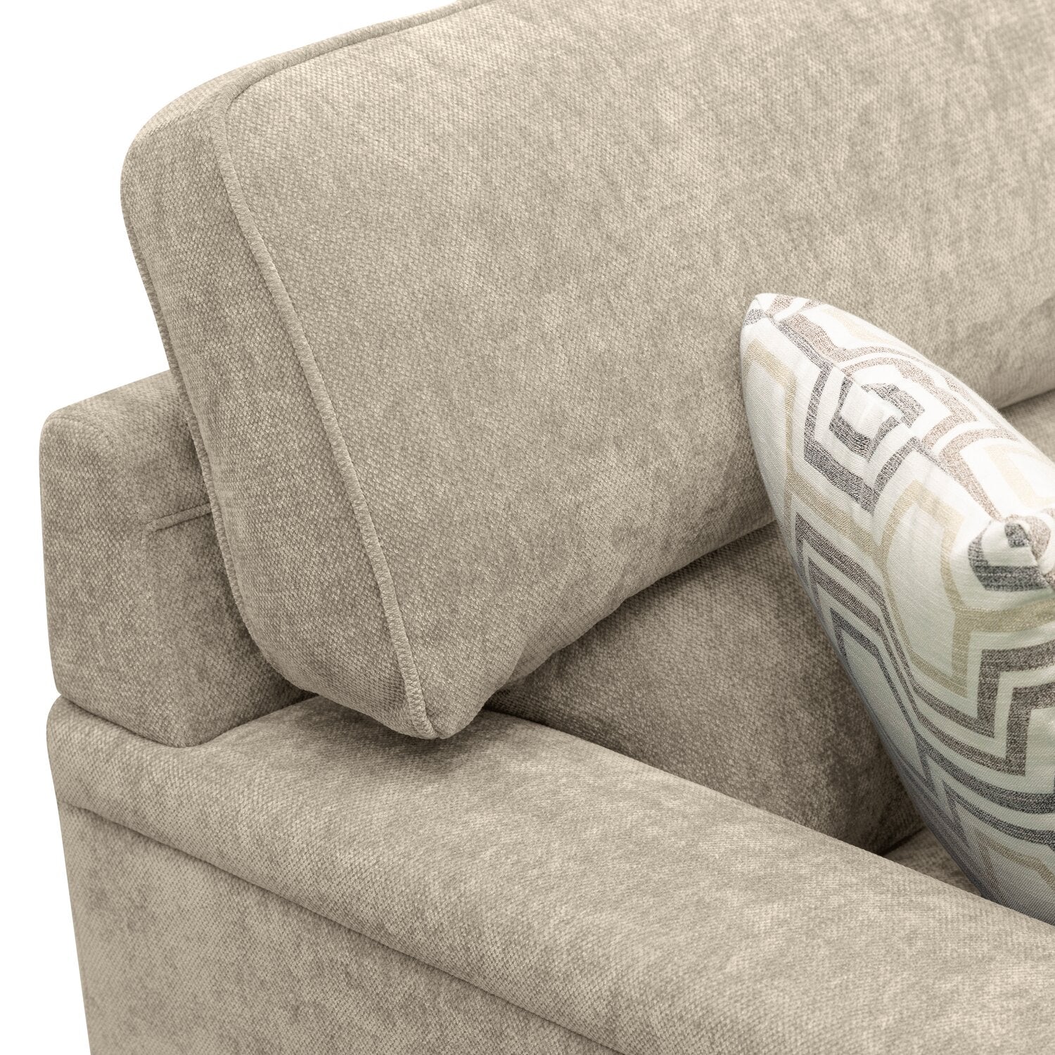 Lyric 88.1" Chenille Fabric Sofa with Reversible Seat Cushions, Accent Pillows and Wood Legs - Taupe | Sofa Lyric de 88,1 po en tissu de chenille avec coussins de siège réversibles, coussins décoratifs et pattes en bois - taupe