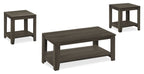 Lincoln 42" Traditional 3-Pack Coffee + 2 End Tables with Shelf - Black Brown |Ensemble 3 tables traditionnelles Lincoln de 42 po (table à café et 2 tables de bout) avec tablette - brun-noir
