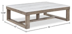 Corsa 56" Modern Coffee Table - Marble Top with Grey Brown Wood Base|Table à café moderne Corsa de 56 po - dessus en marbre avec base en bois gris-brun
