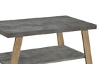 Kelly 43.3" Modern Coffee Table with Shelf - Grey Stone Top with Light Wood Legs|Table à café moderne Kelly de 43,3 po avec tablette - dessus en pierre grise avec pattes en bois clair