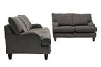 Made in Canada Nofia 80" Chenille Fabric Sofa with Two Accent Pillows and Wood Legs - Charcoal Grey | Sofa Nofia de 80 po fabriqué au Canada en tissu de chenille avec 2 coussins décoratifs et pattes en bois - gris anthracite