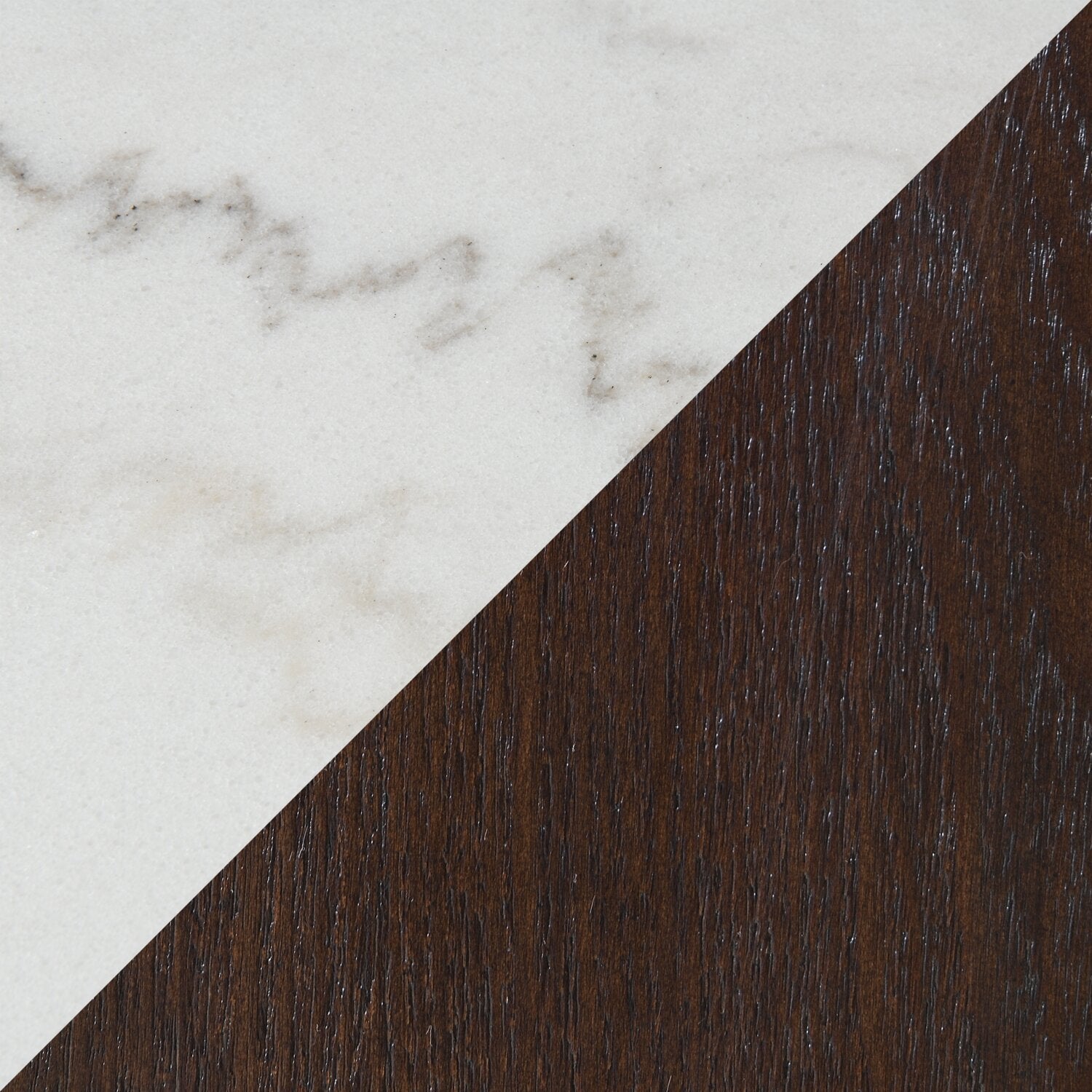 Silvia 48" Modern Coffee Table - White and Grey Marble Look with Brown Wood Legs|Table à café moderne Silvia de 48 po - imitation de marbre blanc et gris avec pattes en bois brun