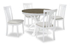 Brook Dining Table with 42-54"W Extension, Round - White/Brown | Table de salle à manger ronde Brook de 42 po à 54 po (L) avec rallonge - blanche et brune
