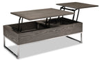 Echo 47.25" Modern Lift Top Coffee Table with Storage - Brown with Silver Metal Legs|Table à café moderne Echo de 47,25 po avec dessus relevable et rangement - brune avec pattes en métal argenté
