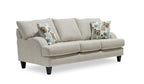 Made in Canada Nofia 80" Chenille Fabric Sofa with Two Accent Pillows and Wood Legs - Linen Beige | Sofa Nofia de 80 po fabriqué au Canada en tissu de chenille avec 2 coussins décoratifs et pattes en bois - beige lin