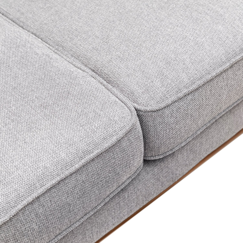 Kort & Co. Kassia 80" Linen-Look Fabric Condo Size Sofa with Wood Base and Legs - Grey | Sofa Kassia de Kort & Co. de 80 po de format condo en tissu d’apparence lin avec base et pattes en bois - gris