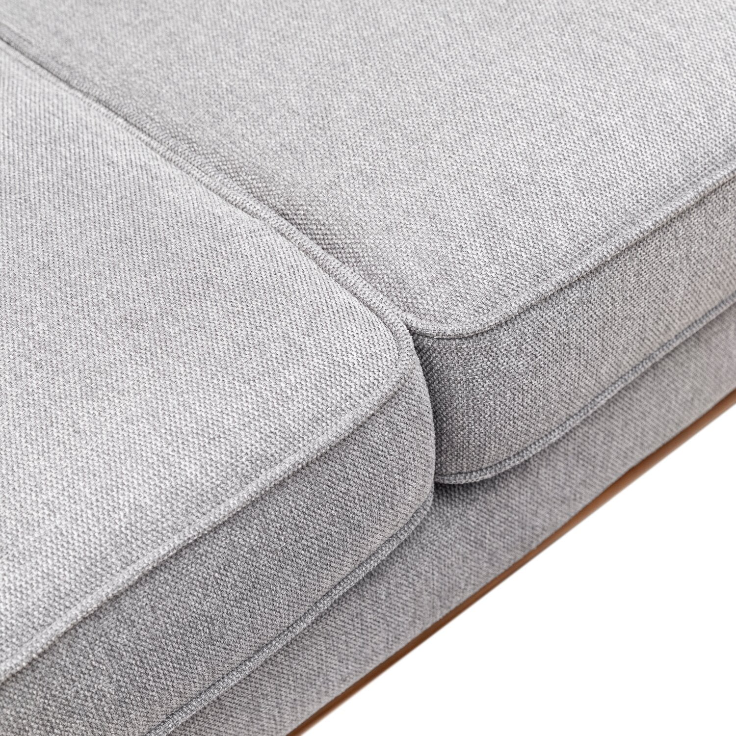 Kort & Co. Kassia 80" Linen-Look Fabric Condo Size Sofa with Wood Base and Legs - Grey | Sofa Kassia de Kort & Co. de 80 po de format condo en tissu d’apparence lin avec base et pattes en bois - gris