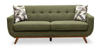 Kort & Co. Freeman 80” Linen-Look Fabric Condo Size Sofa with Wood Legs - Avocado Green | Sofa Freeman de Kort & Co. de 80 po de format condo en tissu d’apparence lin avec base et pattes en bois - vert avocat