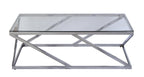 Nixon 47.25" Modern Glass Top Coffee Table - Chrome with Metal Base|Table à café moderne Nixon de 47,25 po avec dessus en verre - chromée avec base en métal
